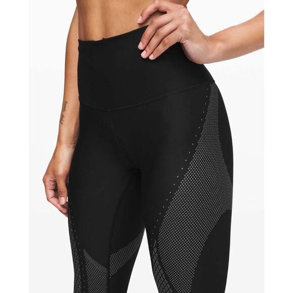 Lululemon Mapped Out High Rise Tight Black Glacier Grey Women's 6 Sense Knit - Picture 8 of 10